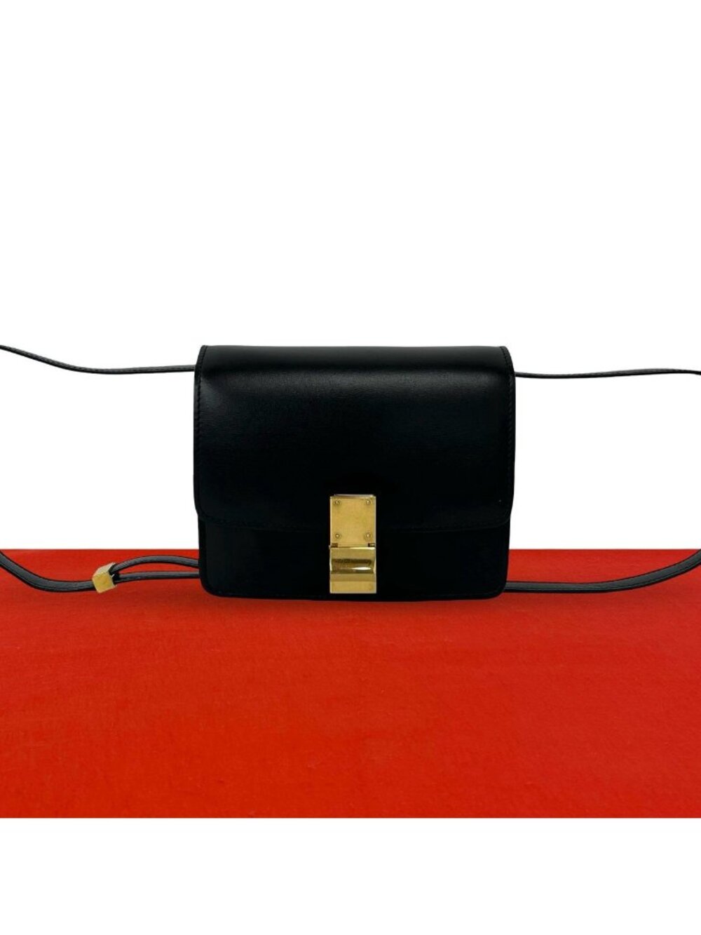 Celine Classic Small Leather Shoulder Bag Pochette Cross Black
